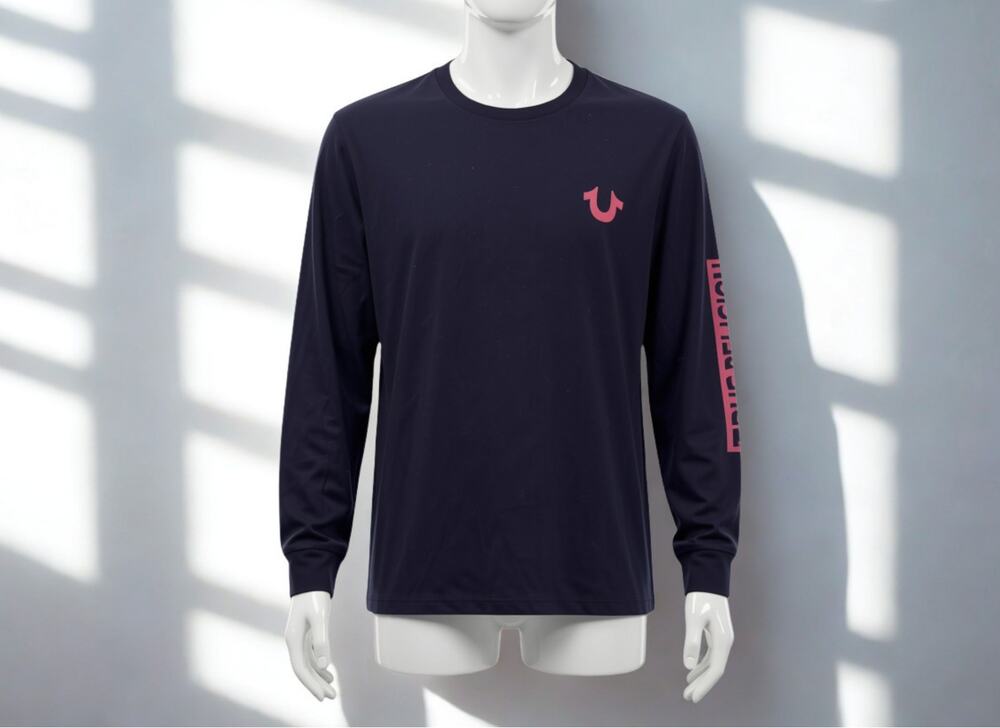 True Religion Buddha LS Tee Black Red Men's L NWT